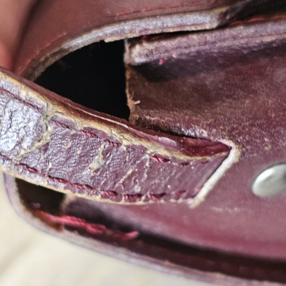 Vintage 80s Oxblood Leather Saddle Bag Purse‎ W Wallet Half Moon Brazil Boho - Picture 10 of 16